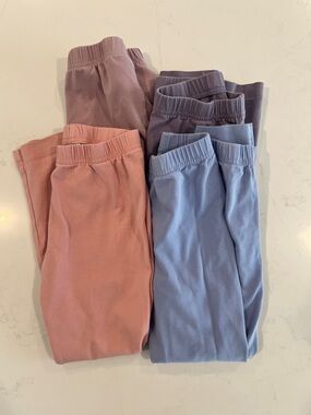Kids Cotton Stretch Leggings - 4 Pack in Pink, Blue, Purple and Mauve